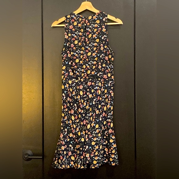 J.Crew Mercantile sz 4 sleeveless floral dress in navy/multi; back-zip & button - Picture 2 of 2